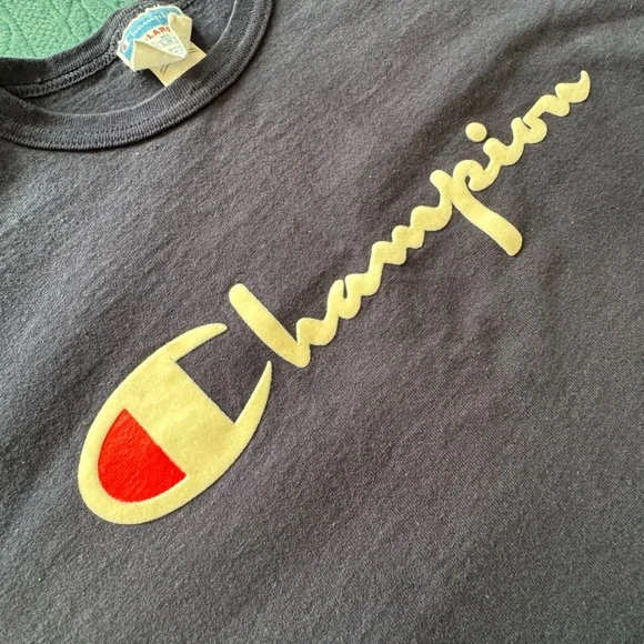 Champion Navy Tee with Red and Cream Accents - Picture 3 of 3